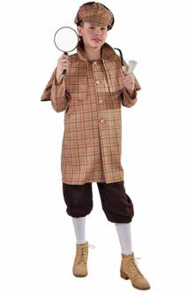 Sherlock Holmes Detective Kinder Kostuum Maat 116 Bruin - Kastanje