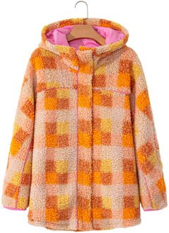 Sherpa Fleece Plaid Jas Oranje