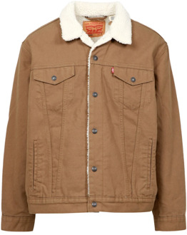 Sherpa Trucker Jas met Bontvoering Levi's , Green , Heren - XL