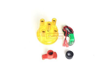 Sherryberg Distributeur Cap Voor Empi Rood/Blauw/Wit/Geel + Rotor + 009 Elektrische Ontsteking Kit Om fit Voor Meest Bosch 4 Cilinder geel cap ROTOR 009
