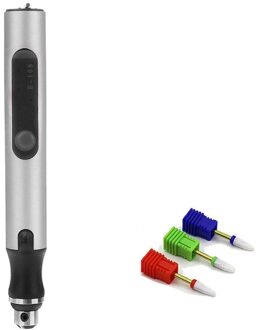 Shgo -18000RPM Diy Mini Cordless Graveren Pen Oplaadbare Draadloze Elektrische Grinder Houtsnijwerk Pen Voor Graveren zilver