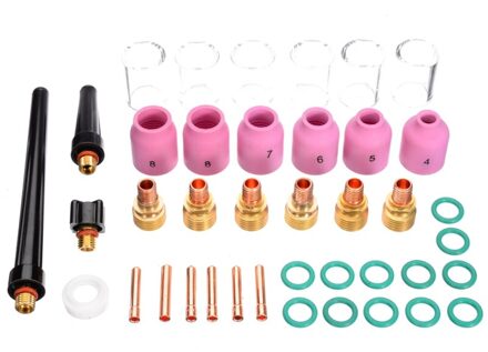 Shgo -40Pcs/Lot Tig Lassen Kit Toorts Collet Gas Lens Pyrex Glazen Beker Praktische Lassen Accessoires Voor WP-9/20/25