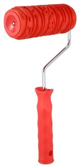 Shgo -6 Inch Schilderen Roller Met Handvat Rubber Hout Patroon Graining Opruwen Tool Voor Wanddecoratie Rood