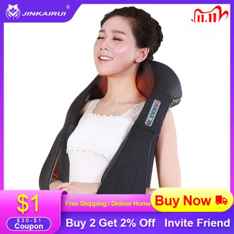 Shiatsu Neck Back Massagem with Heat Deep Kneading Massager Shoulders Legs Foot Full Body Portable Electric Massager Home Office