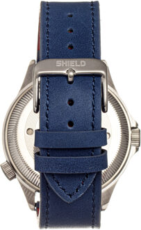 Shield Palau lederen band heren duikhorloge met datum Blauw
