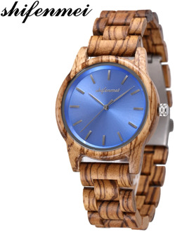 shifenmei Mens Watches Quartz Women Wooden Watch Couple Wristwatch Male Female Clock