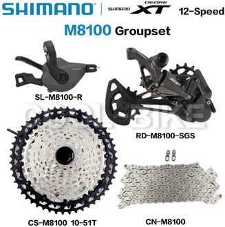 Shimano 12 Speed Groupset DEORE XT M8100 Groupset MTB Mountain Bike 1x12-Speed Shifter Lever Rear Derailleur 51T Cassette Chain