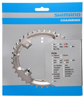 Shimano Kettingblad 36T Shimano Deore FC-M532 - Zilver