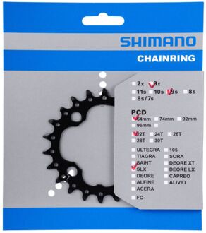 Shimano kettingblad Deore FC-M617 24T-AZ 2x10S 64 mm zwart