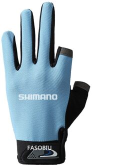 Shimano Mannen Vrouwen 3 Vingers Cut Outdoor Sport Wandelen Handschoenen Lente Katoen Waterdicht Anti-Slip Duurzaam Vissen handschoen Blauw