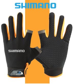 Shimano Mannen Vrouwen 3 Vingers Cut Outdoor Sport Wandelen Handschoenen Lente Katoen Waterdicht Anti-Slip Duurzaam Vissen handschoen Oranje