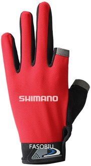 Shimano Mannen Vrouwen 3 Vingers Cut Outdoor Sport Wandelen Handschoenen Lente Katoen Waterdicht Anti-Slip Duurzaam Vissen handschoen Rood