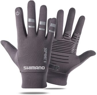 Shimano Vissen Handschoen Winter Plus Fluwelen Waterdicht Winddicht Outdoor Sport Volledige Fingers Warm Anti-Slip Vissen Handschoenen Grijs / M