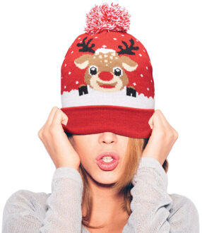 Shimas kerst gebreide muts Rood - One size