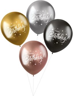 Shimmer Ballonnen 'Happy Birthday' (4st) Multikleur - Print