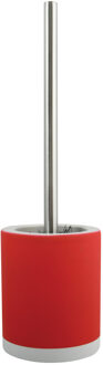 Shine Toilet/wc-borstel houder - keramiek/metaal - rood - 38 cm - Toiletborstels