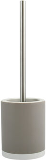 Shine Toilet/wc-borstel houder - keramiek/metaal - taupe - 38 cm - Toiletborstels