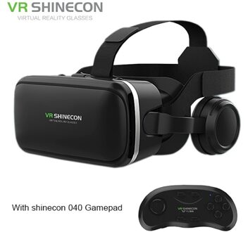 Shinecon 6.0 Virtual Reality Smartphone 3D Bril Vr Headset Stereo Helm Vr Headset Met Afstandsbediening Voor Ios Android met 040 afgelegen