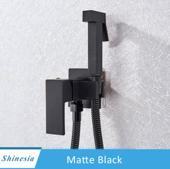 Shinesia Messing Douche Bidet Kraan Wasmachine Mixer Moslim Douche Ducha Higienica Cold & Water Mixer Kraan Vierkante Douche spray matte zwart