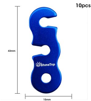 Shinetrip 10 Stuks Tent Spanners Aluminium Touw Richter Gesp Voor Tent Camping Wandelen Backpacken Outdoor Activiteit blauw