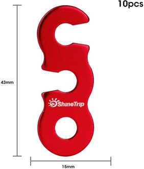 Shinetrip 10 Stuks Tent Spanners Aluminium Touw Richter Gesp Voor Tent Camping Wandelen Backpacken Outdoor Activiteit rood