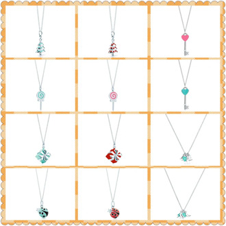 SHINETUNG 1: 1 925 Sterling Silver Necklace, Christmas Trees Lollipop Gift Box, With Logo, Women Jewelry Birthday Gift