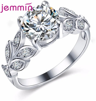 Shiny AAA Zircon Engagement Rings for Women Rose Gold Color 925 Sterling Silver Wedding Rings Female Crystals Jewelry Gift