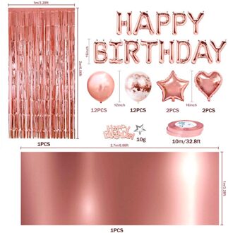 Shiny Ballon Birthday Party Gold Decoratie Banner Ballonnen Fringe Gordijn Folie Tafelkleed Hart Ster Folie Confetti Ballonnen iridescent