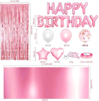 Shiny Ballon Birthday Party Gold Decoratie Banner Ballonnen Fringe Gordijn Folie Tafelkleed Hart Ster Folie Confetti Ballonnen Marble