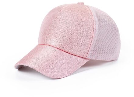 Shiny Kinderen Baseball Cap Zomer Mesh Ademend Kids Meisje Jongen Zonnehoed Effen Kleur Outdoor Zonnescherm Caps roze