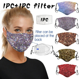 Shiny Print Mask With Filter Washable Cotton Mouth Cover Anti-saliva Reusable Protective Face Mask Ear Hook Mouth Caps masques