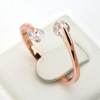 Shiny Rhinestone Ring Opening Verstelbare Grootte Ring Exquisite Shiny Eenvoudig Mode Gaan Met Sieraden roos goud