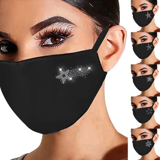 Shiny Star Print Unisex Elastic Reusable Washable Masks Sparkly Rhinestone Mask Face Bandana Party Nightclub Face Jewelry