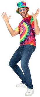 Shirt 60's Heren Hippie Tie Dye Multikleur - Print