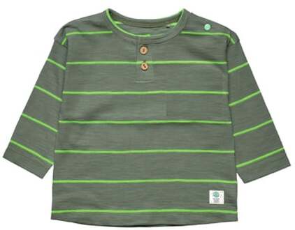 Shirt light kaki gestreept Groen - 68