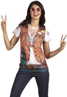Shirt met hippie opdruk dames - M Multikleur