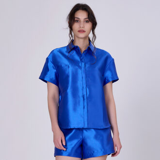 Shirt met korte mouwen in taf - maat L Blauw
