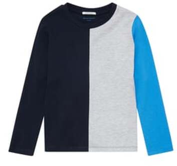 Shirt met lange mouwen met Color blokkering donkerblauw - 116/122