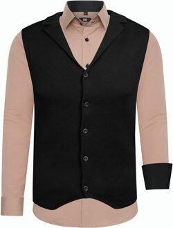 Shirt met vest set van 2 Beige