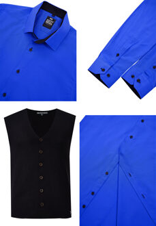 Shirt met vest set van 2 Blauw - 4XL