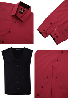 Shirt met vest set van 2 Bordeaux - 6XL