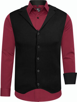 Shirt met vest set van 2 Bordeaux - L