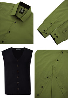 Shirt met vest set van 2 Kaki - 2XL