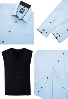 Shirt met vest set van 2 Lichtblauw - 6XL