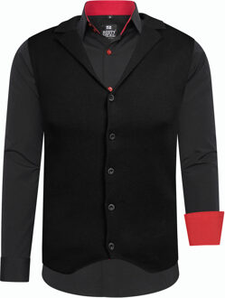 Shirt met vest set van 2 - maat 3XL Zwart/rood
