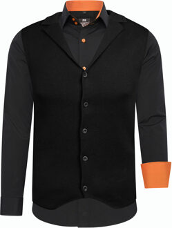 Shirt met vest set van 2 - maat 5XL Zwart