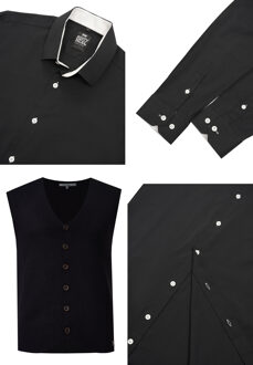 Shirt met vest set van 2 - maat 6XL Zwart/wit