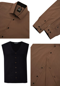 Shirt met vest set van 2 - maat L Bruin