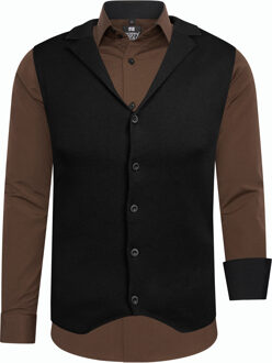 Shirt met vest set van 2 - maat M Bruin