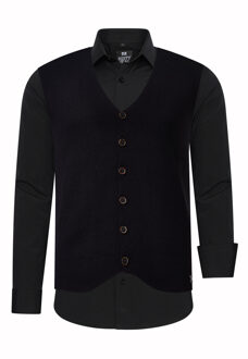 Shirt met vest set van 2 - maat S Zwart